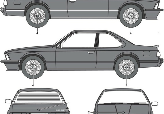 BMW 635 CSi E24 (БМВ 635 CСи Е24) - чертежи (рисунки) автомобиля